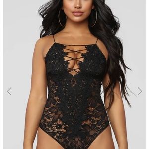 Fashion Nova Black Lace-Up Bodysuit